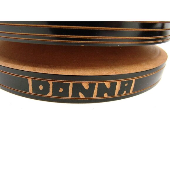 Hand Carved Handmade Wood Trinket Jewelry Box Jar w/ Lid Personalized Donna 5x4" - Picture 10 of 11